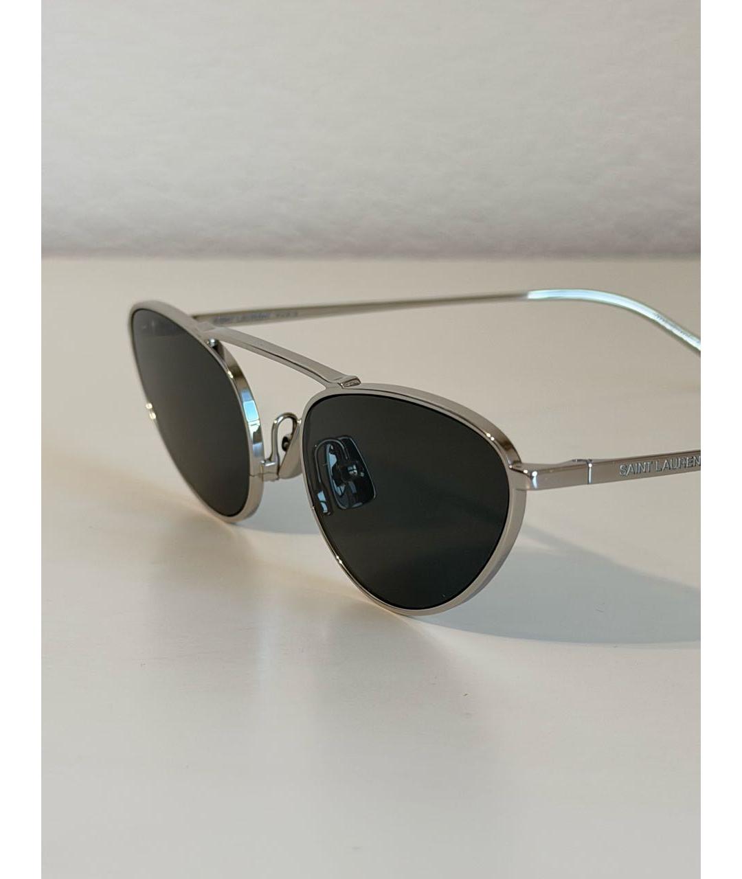 SAINT LAURENT Серебряные металлические солнцезащитные очки, фото 3