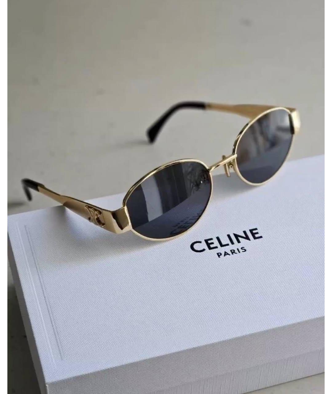 CELINE Золотые солнцезащитные очки, фото 5