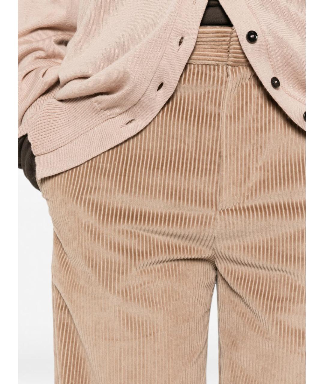 BRUNELLO CUCINELLI Коричневые хлопковые прямые брюки, фото 3