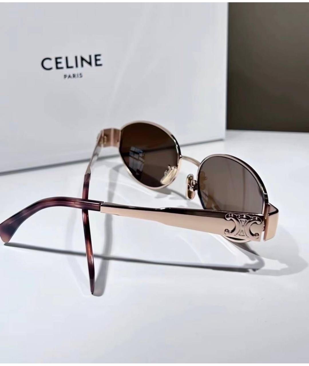 CELINE Золотые металлические солнцезащитные очки, фото 4