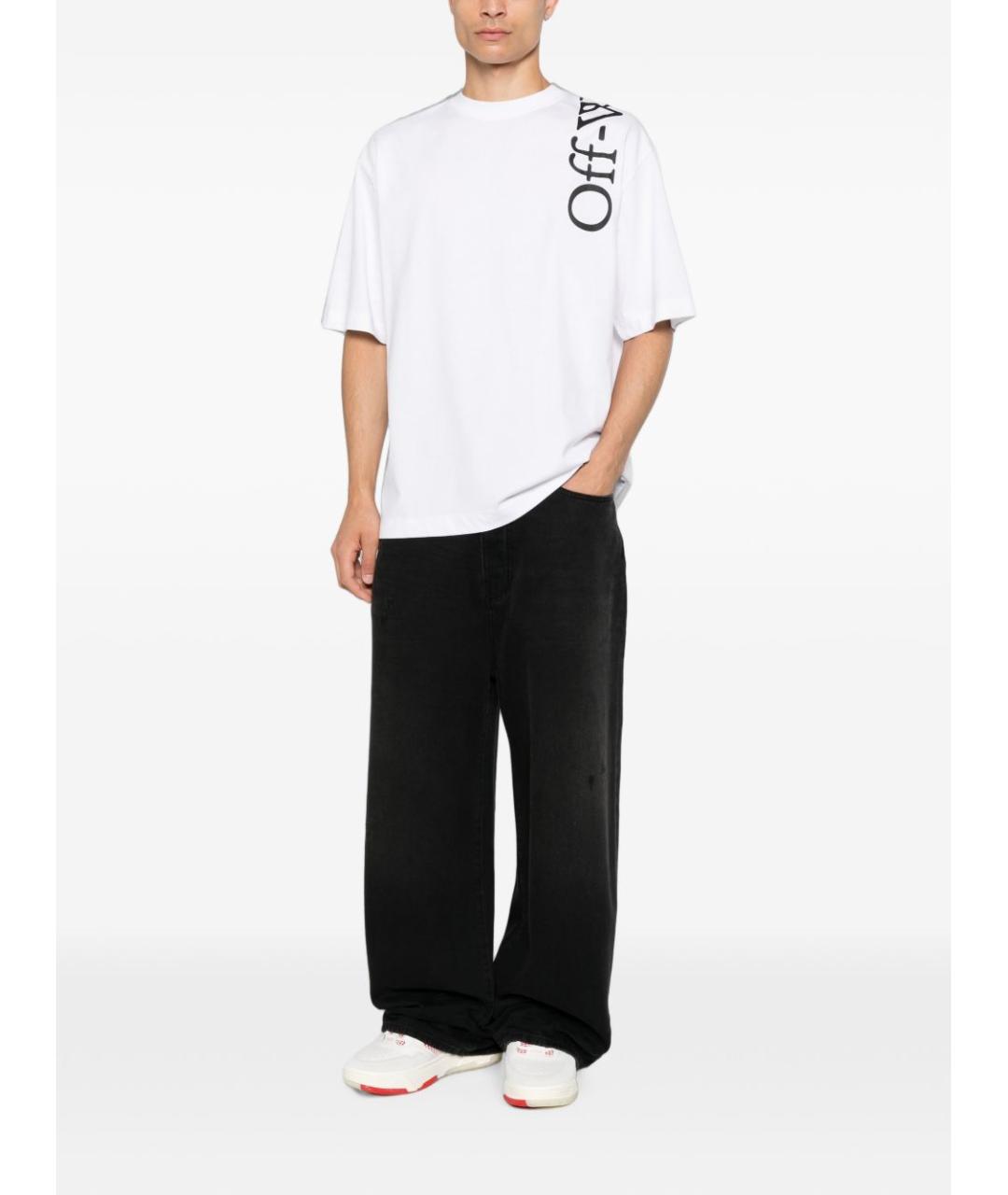 OFF-WHITE Белая хлопковая футболка, фото 3