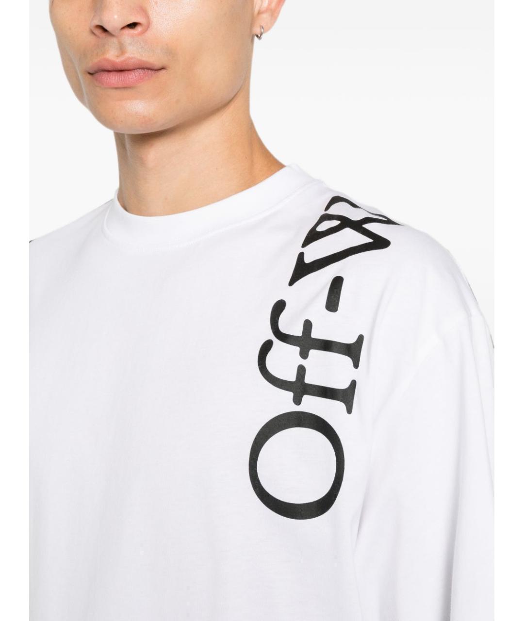 OFF-WHITE Белая хлопковая футболка, фото 4