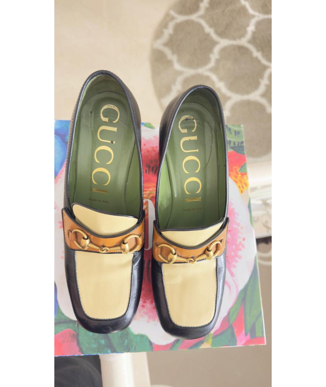 GUCCI Черные кожаные туфли, фото 2