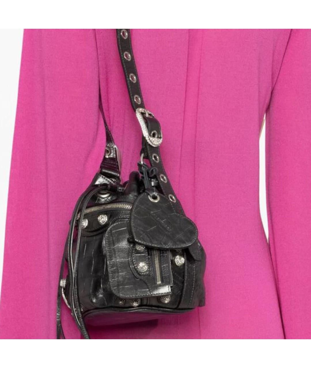 BALENCIAGA Черная кожаная сумка через плечо, фото 5