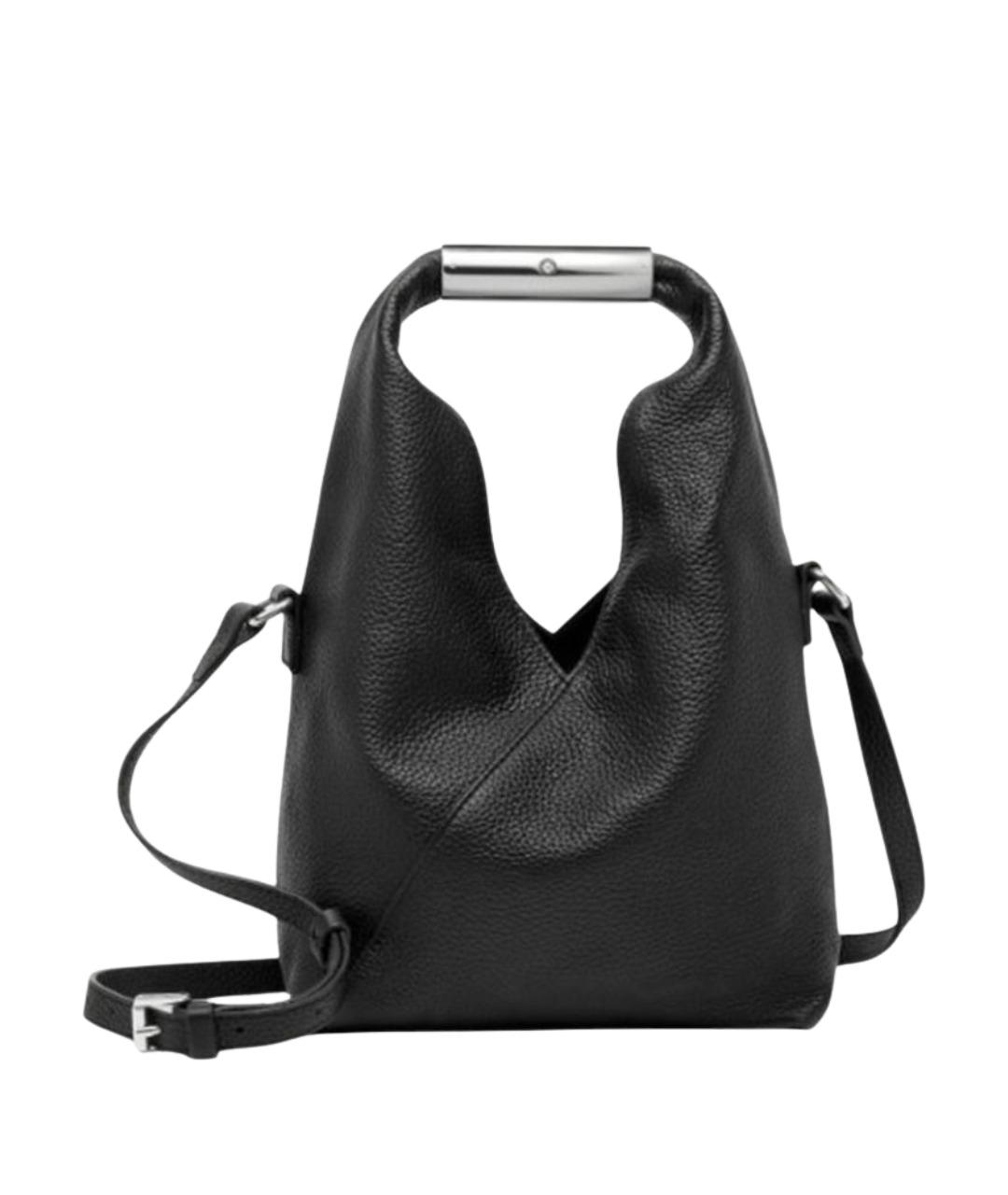 MM6 MAISON MARGIELA Черная кожаная сумка тоут, фото 1