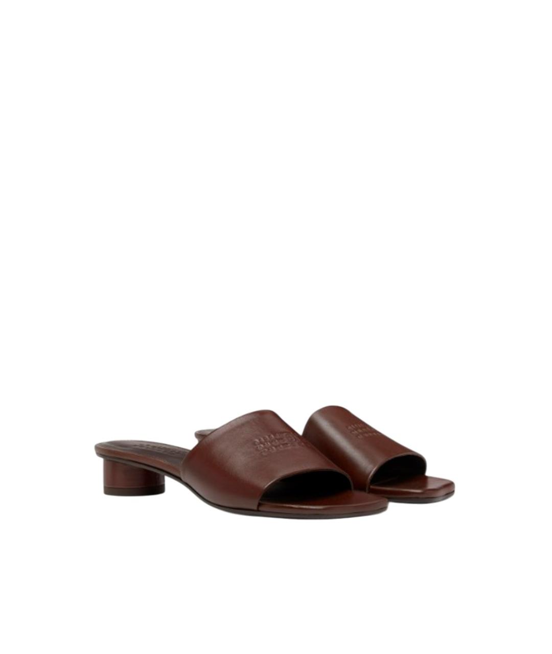 MM6 MAISON MARGIELA Коричневые кожаные сандалии, фото 2