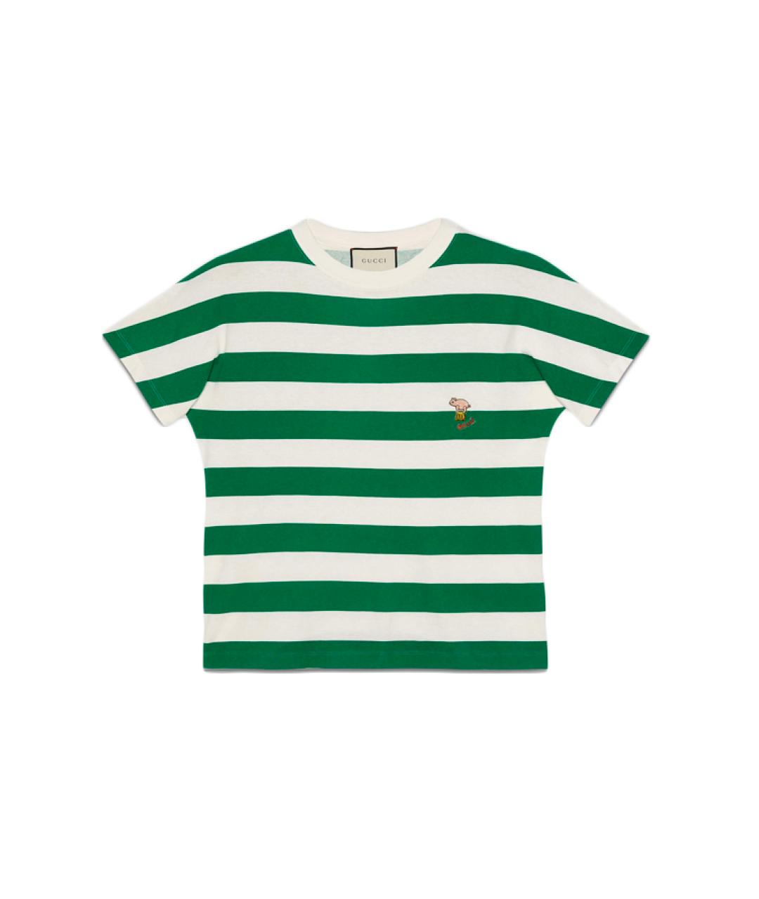 GUCCI Зеленая хлопковая футболка, фото 1