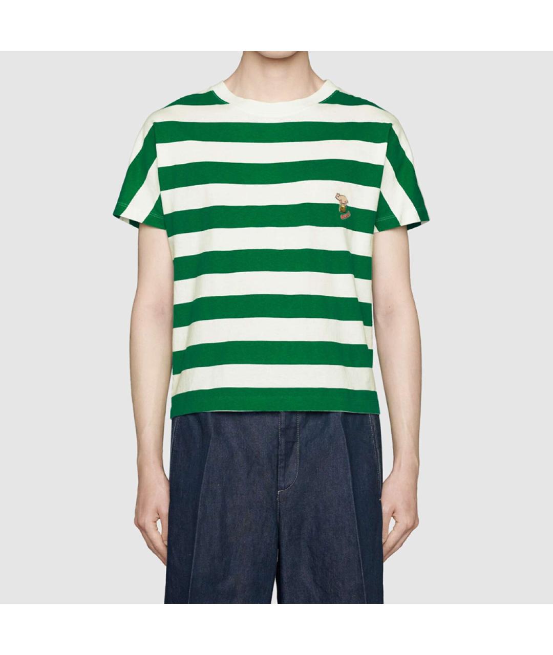 GUCCI Зеленая хлопковая футболка, фото 2