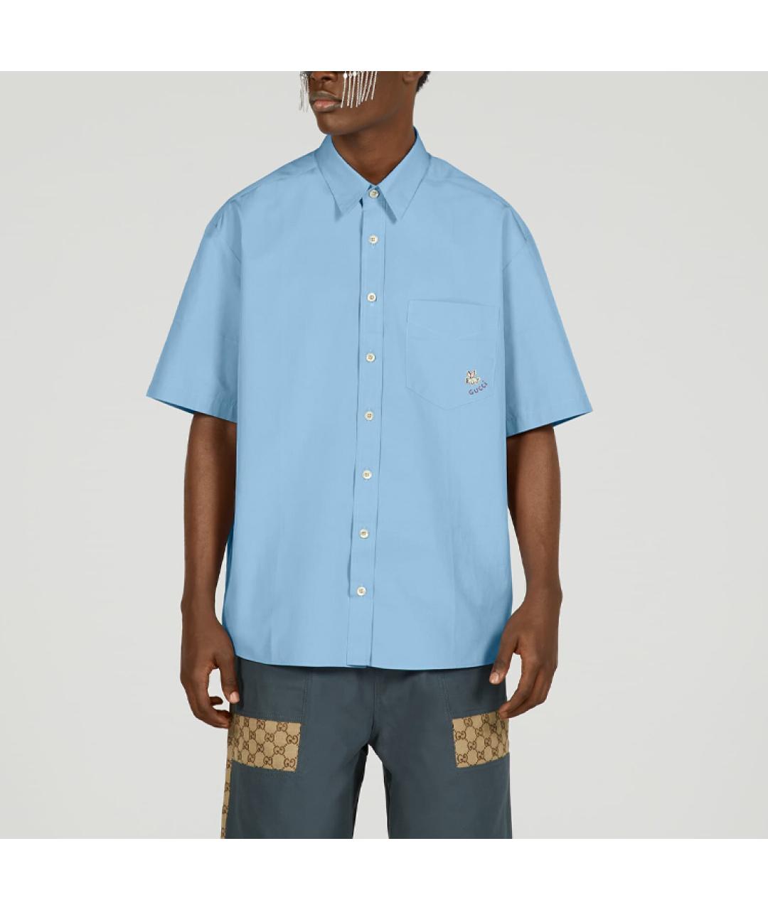 GUCCI Голубая хлопковая кэжуал рубашка, фото 3