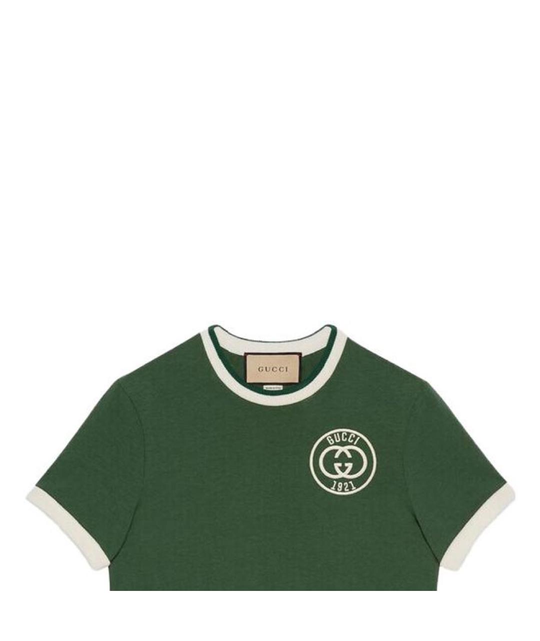 GUCCI Зеленая хлопковая футболка, фото 5