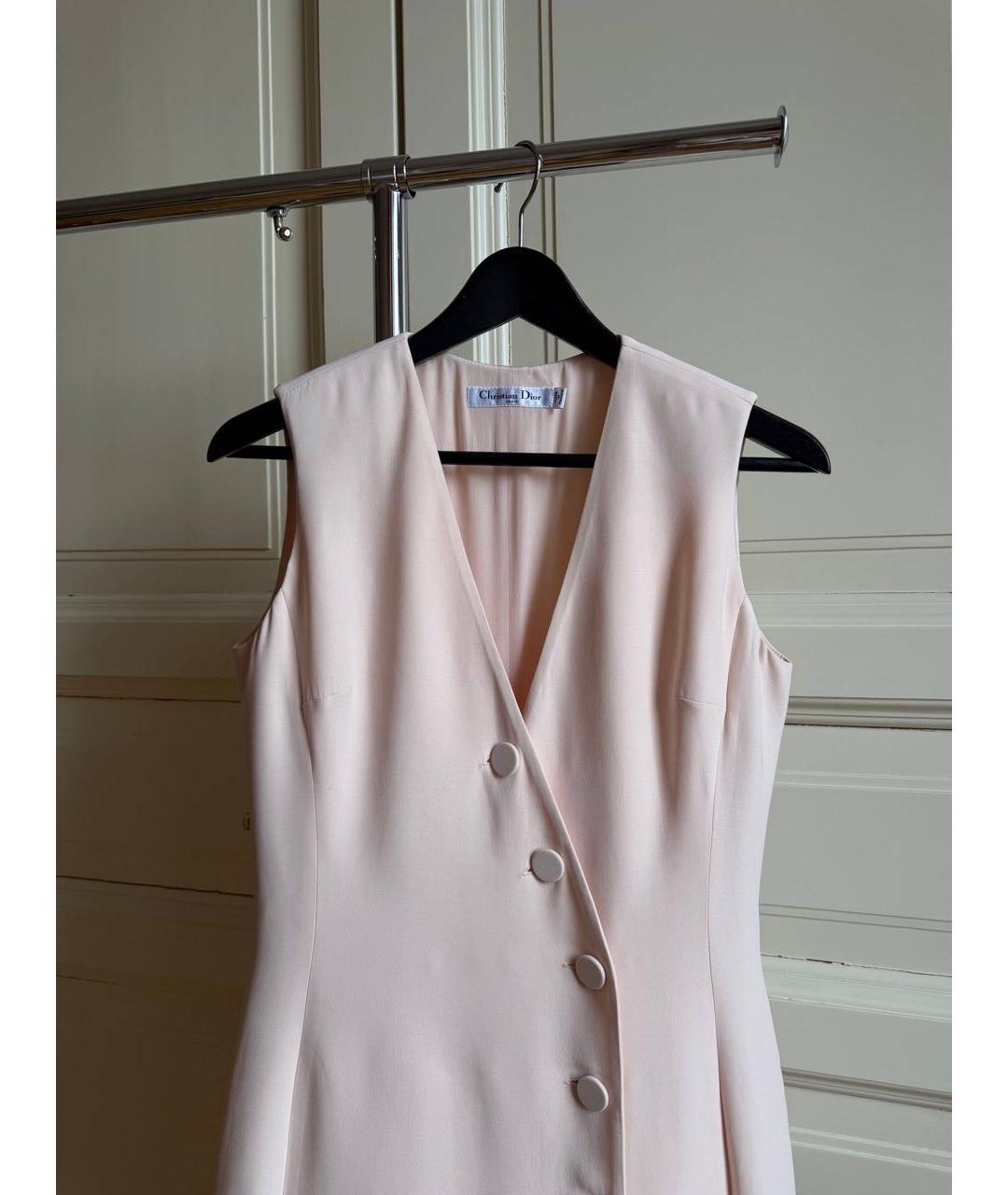 CHRISTIAN DIOR Розовое шелковое коктейльное платье, фото 4
