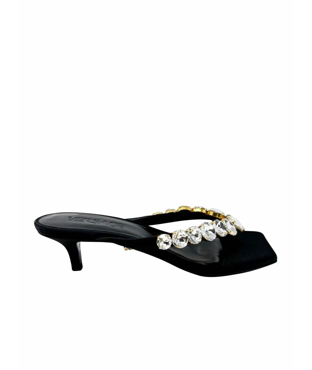 VERSACE Черные текстильные босоножки, фото 1