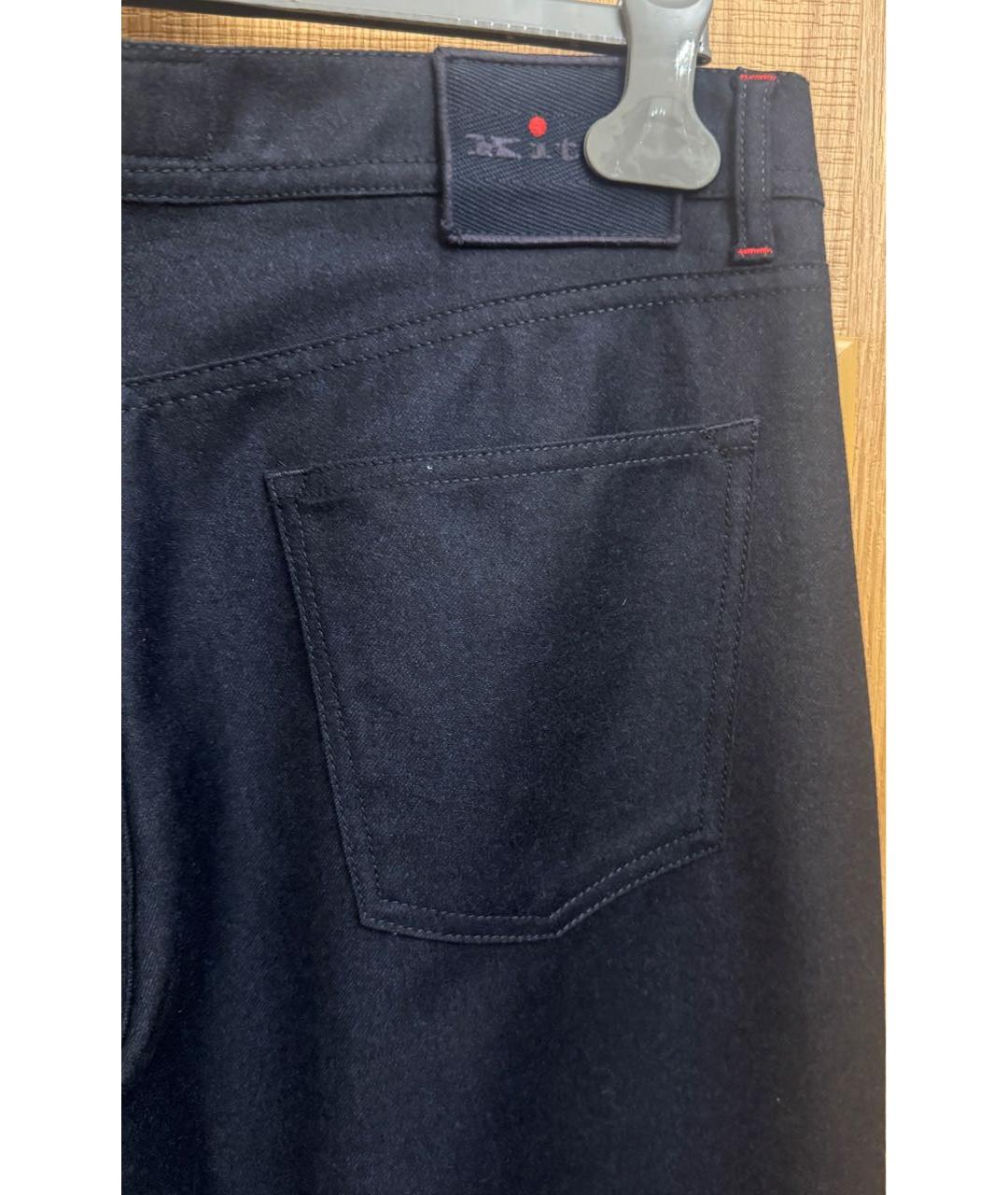 KITON Темно-синие шерстяные повседневные брюки, фото 7