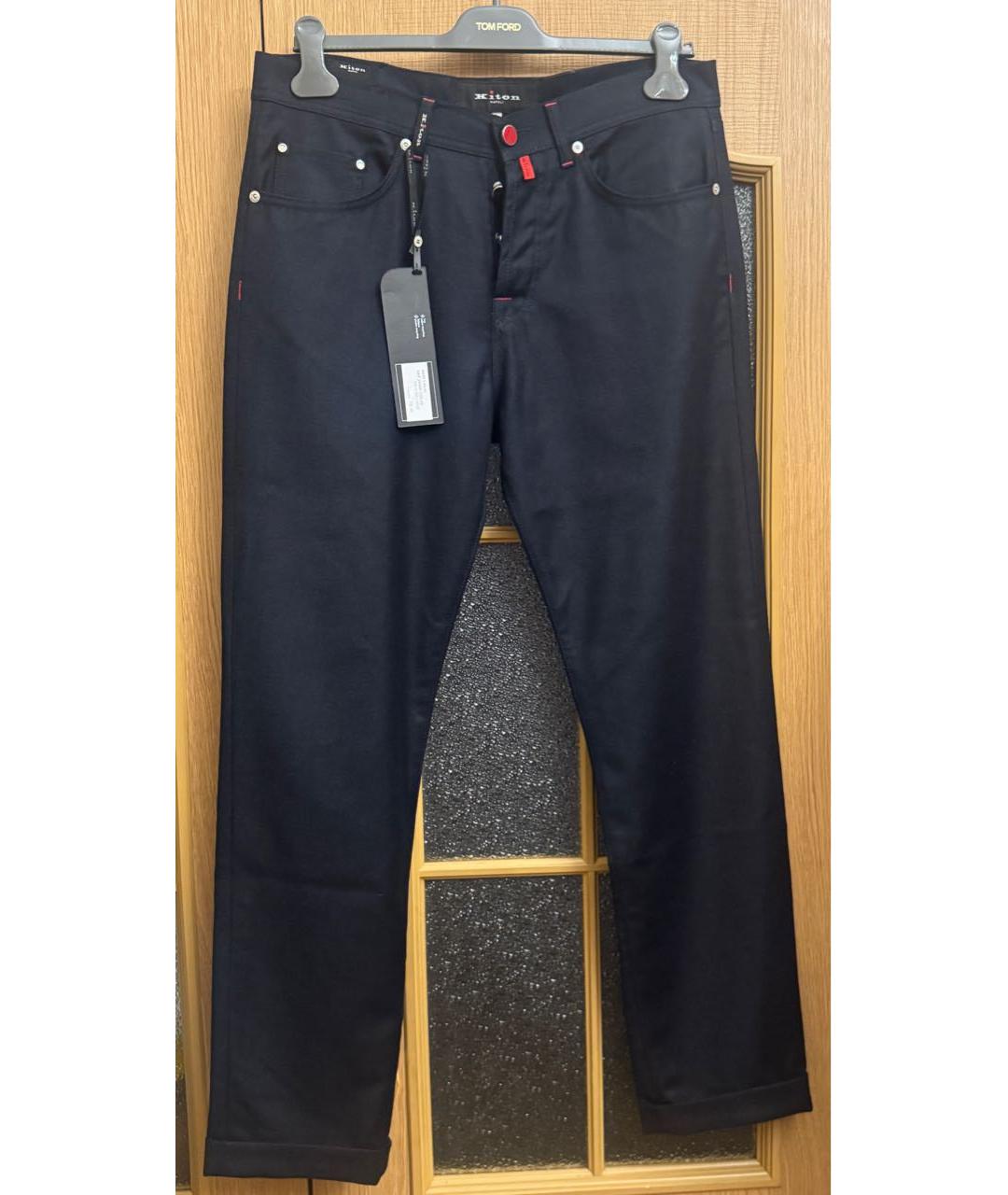 KITON Темно-синие шерстяные повседневные брюки, фото 9