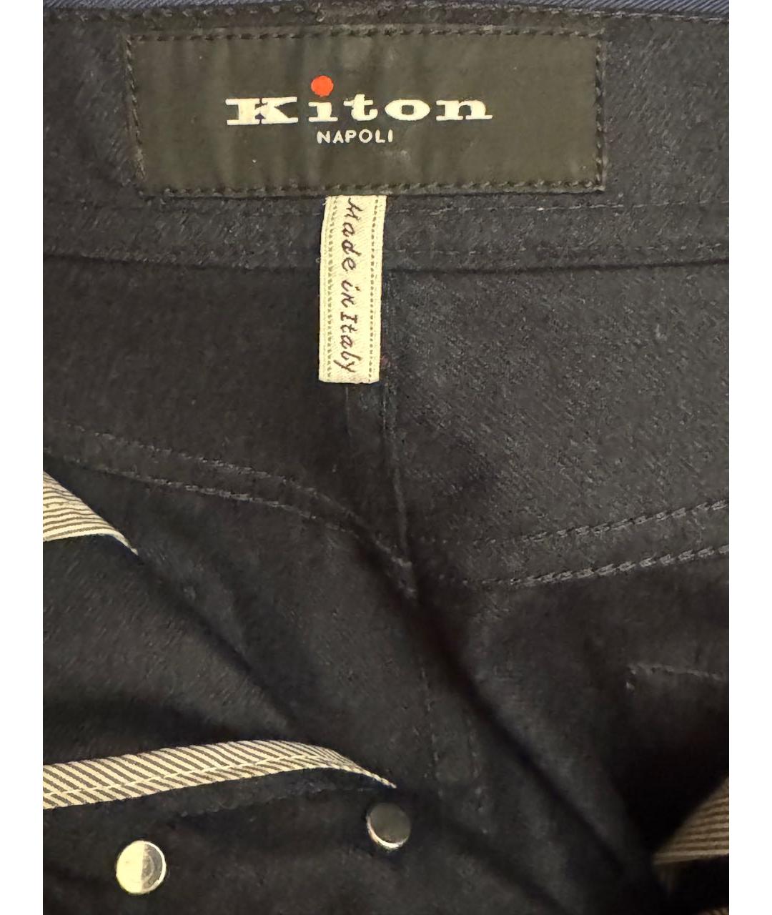 KITON Темно-синие шерстяные повседневные брюки, фото 6