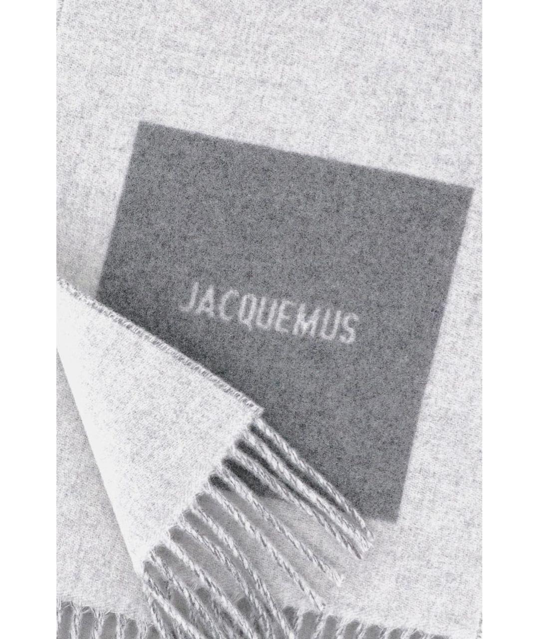 JACQUEMUS Серый шерстяной шарф, фото 7