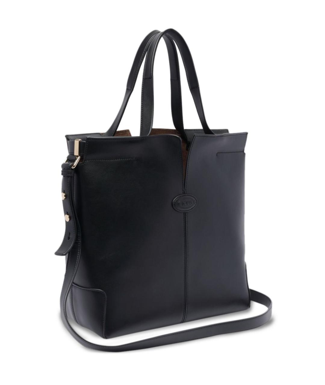 TOD'S Черная кожаная сумка тоут, фото 3