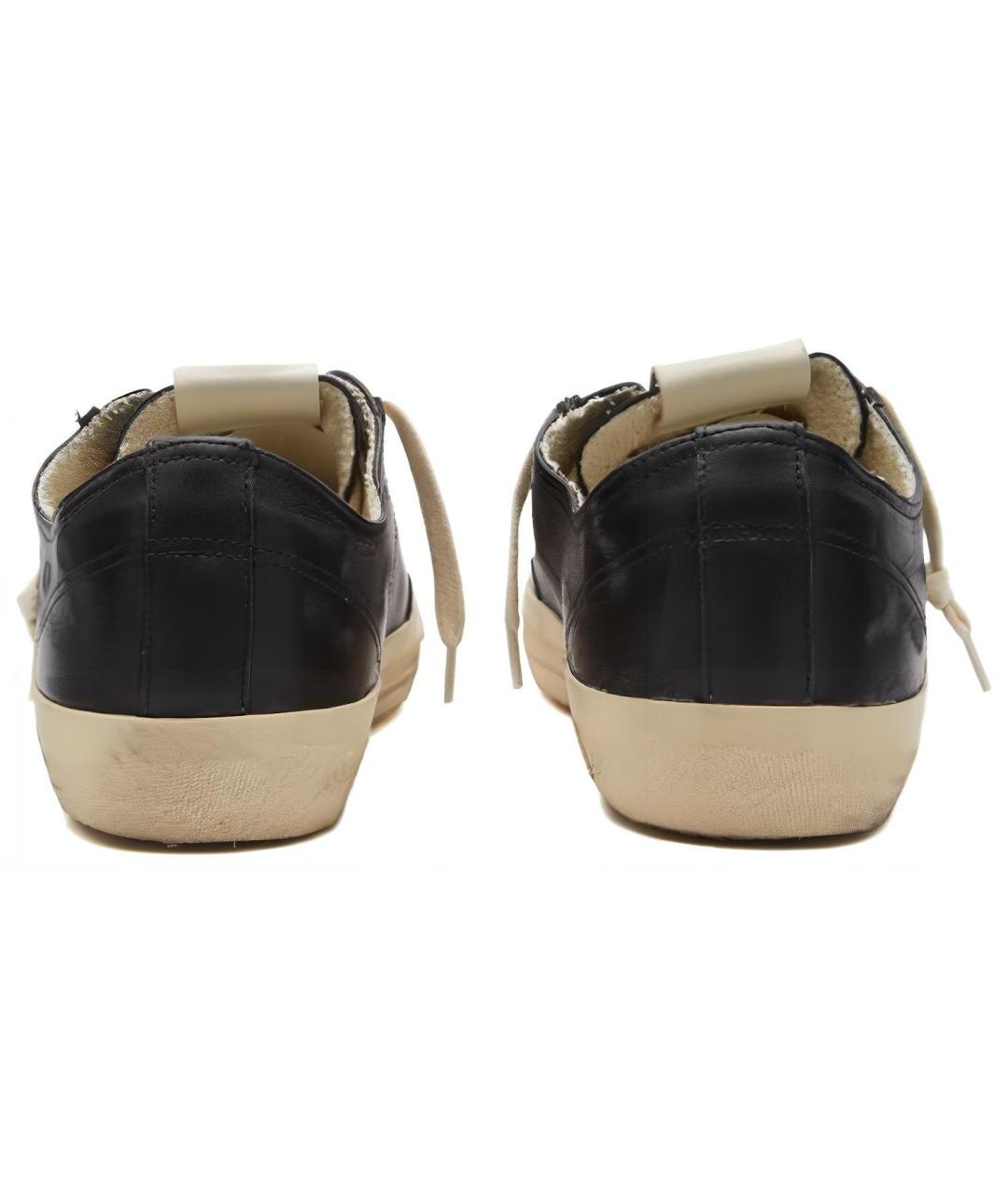 GOLDEN GOOSE Черные кожаные низкие кроссовки / кеды, фото 5