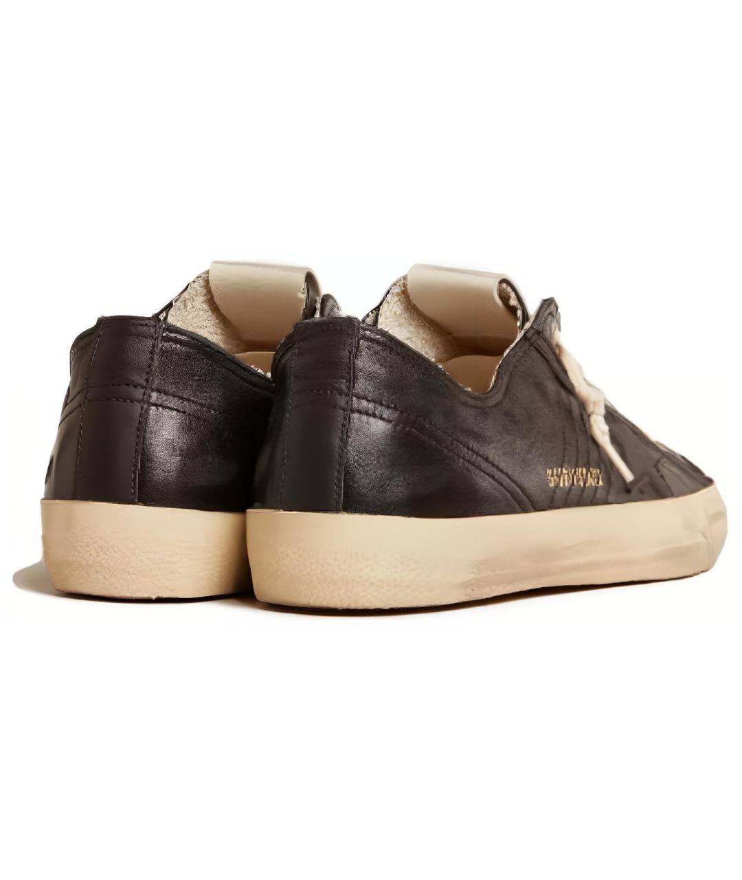 GOLDEN GOOSE Черные кожаные низкие кроссовки / кеды, фото 4