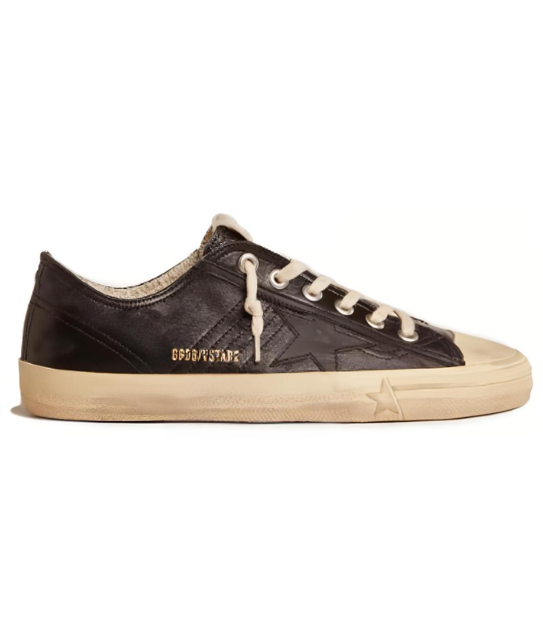 GOLDEN GOOSE Черные кожаные низкие кроссовки / кеды, фото 1