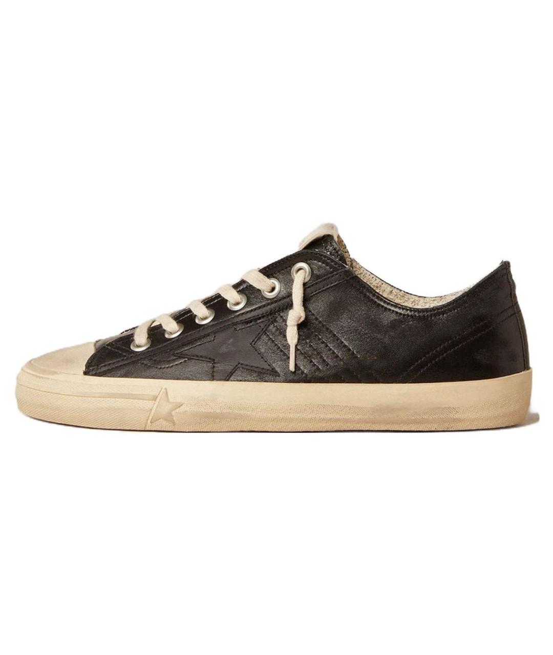 GOLDEN GOOSE Черные кожаные низкие кроссовки / кеды, фото 2