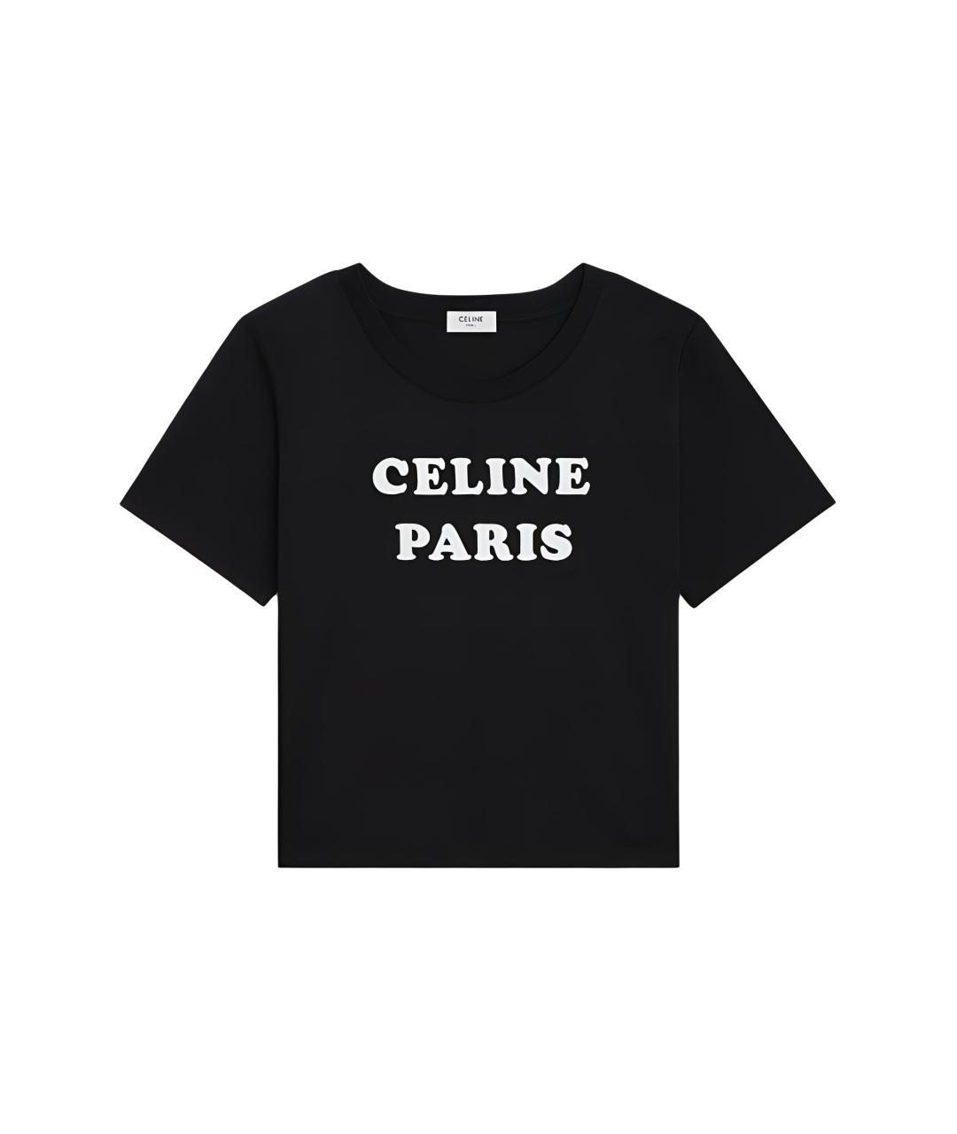 CELINE Черная хлопковая футболка, фото 1