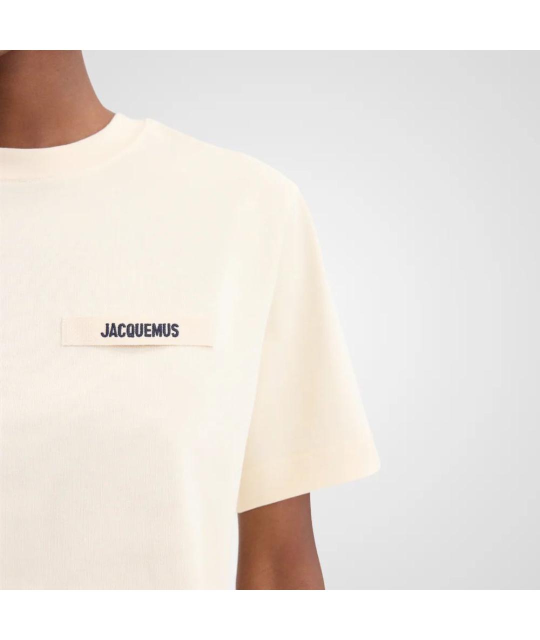JACQUEMUS Бежевая хлопковая футболка, фото 7