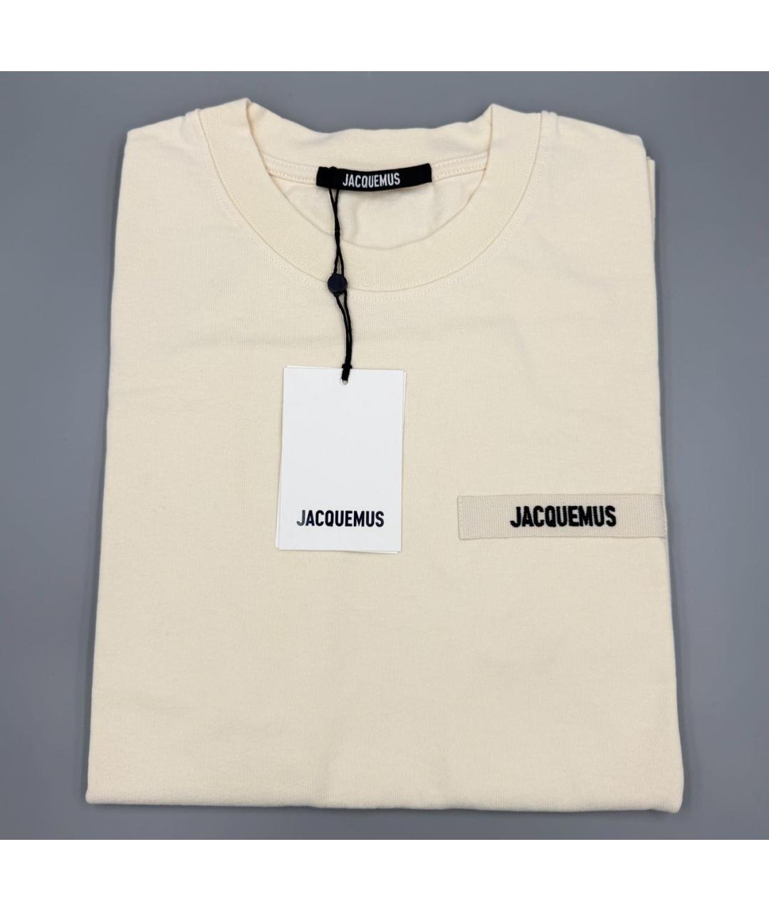 JACQUEMUS Бежевая хлопковая футболка, фото 2