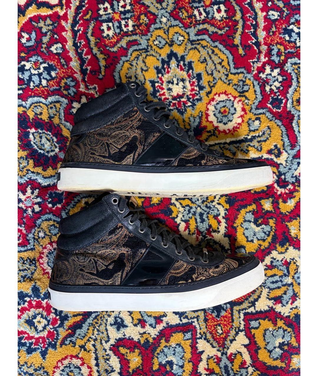 JIMMY CHOO Черные высокие кроссовки / кеды из лакированной кожи, фото 3