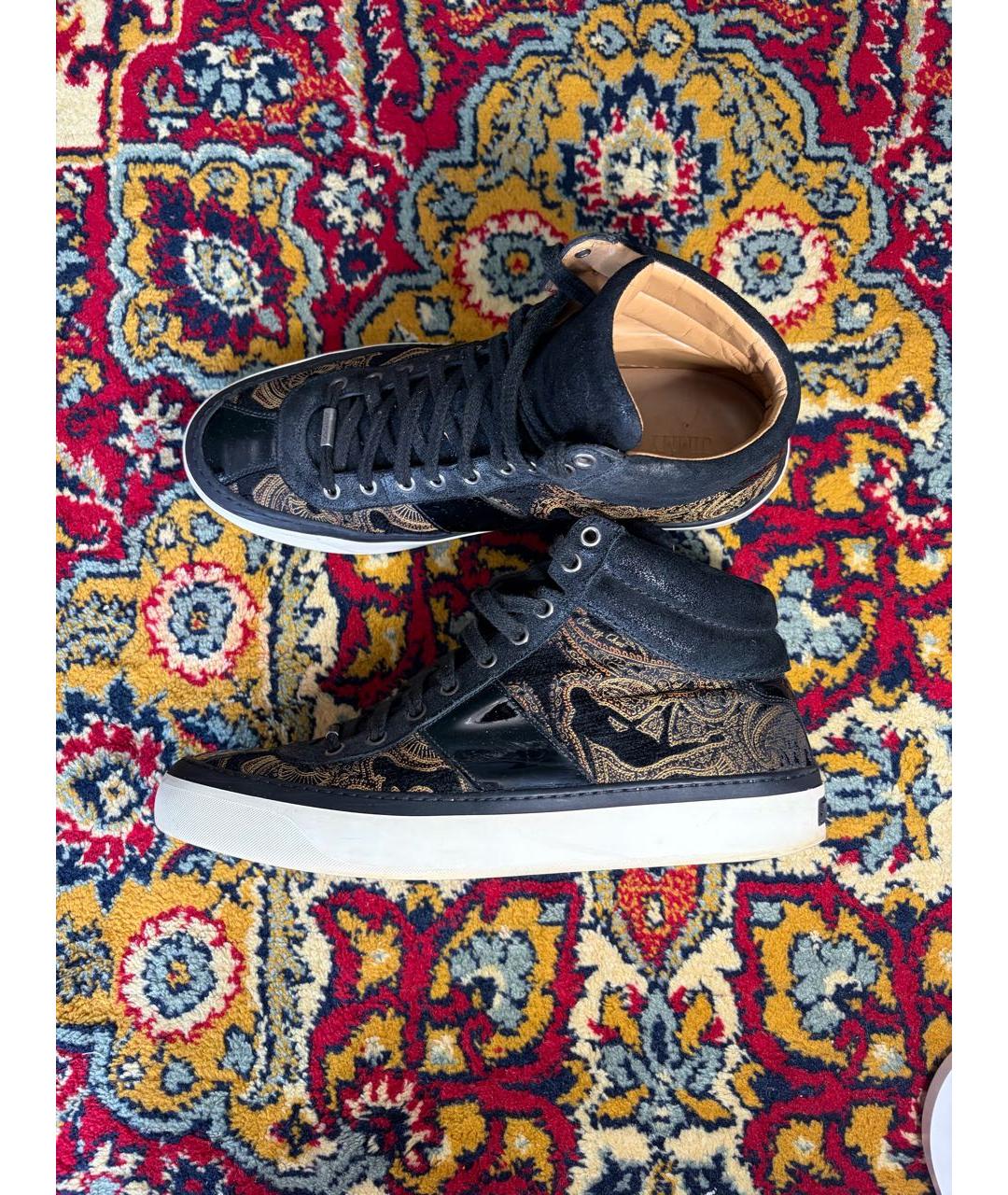 JIMMY CHOO Черные высокие кроссовки / кеды из лакированной кожи, фото 5