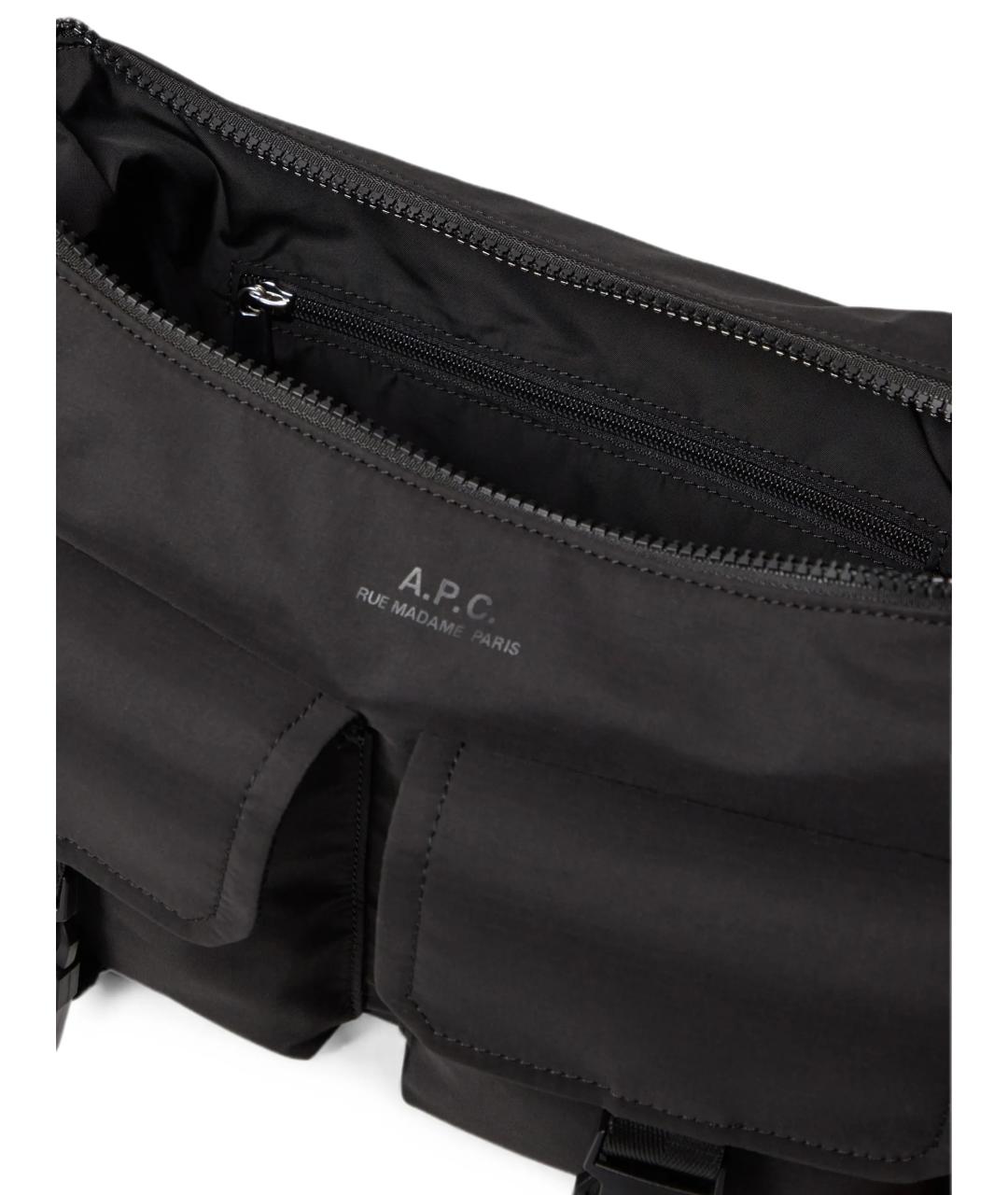 A.P.C. Черная нейлоновая сумка на плечо, фото 4