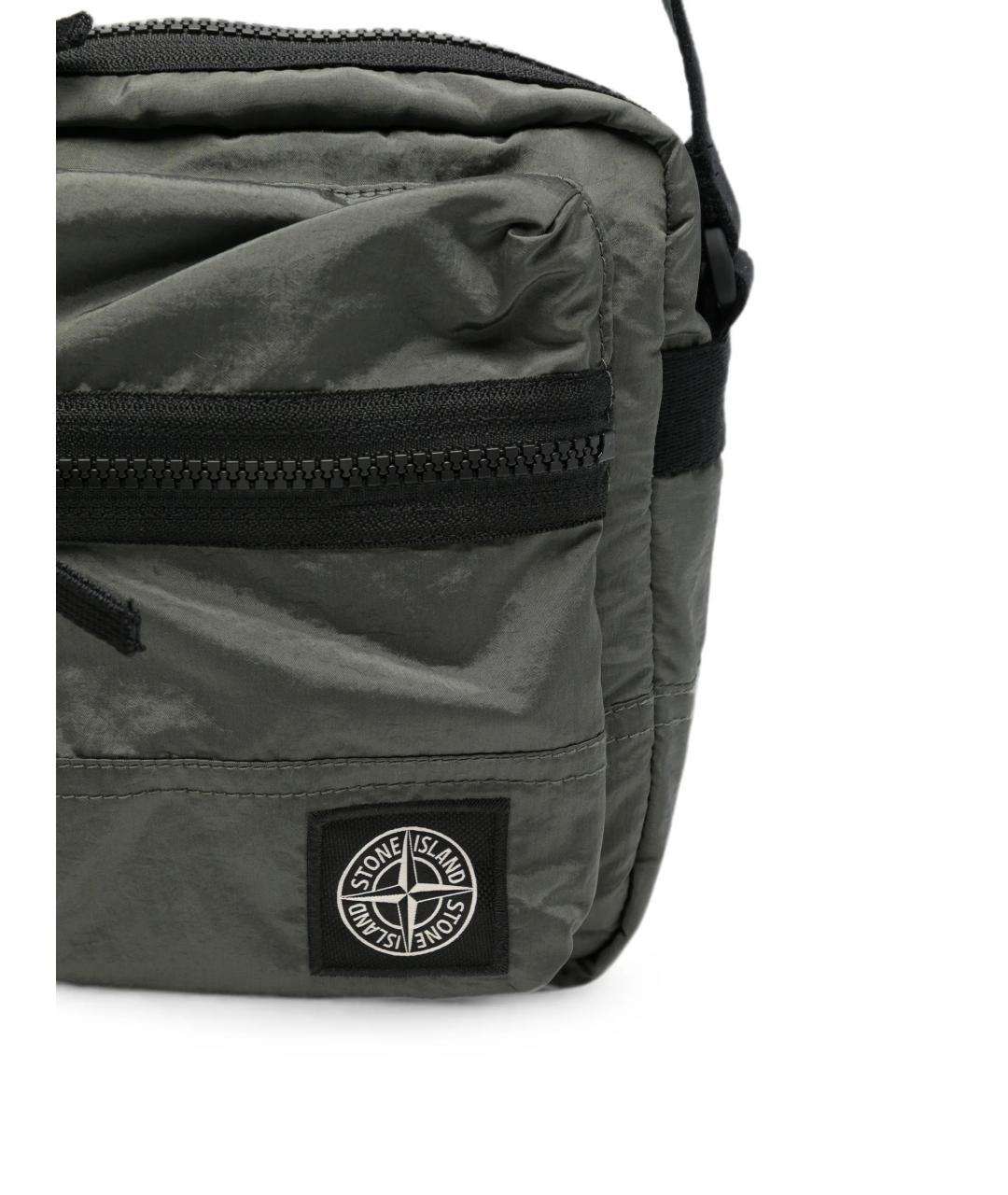 STONE ISLAND Зеленая синтетическая сумка на плечо, фото 4