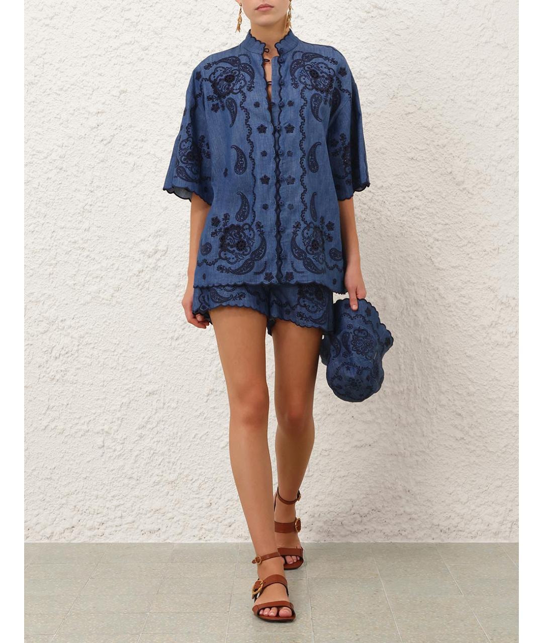 ZIMMERMANN Синие хлопковые шорты, фото 6
