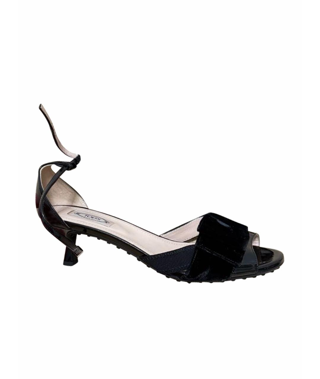 TOD'S Черные босоножки из лакированной кожи, фото 1