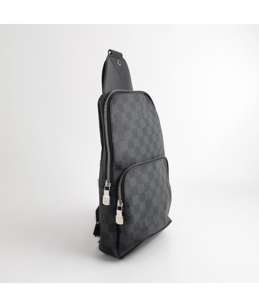 LOUIS VUITTON Черная кожаная сумка на плечо, фото 3