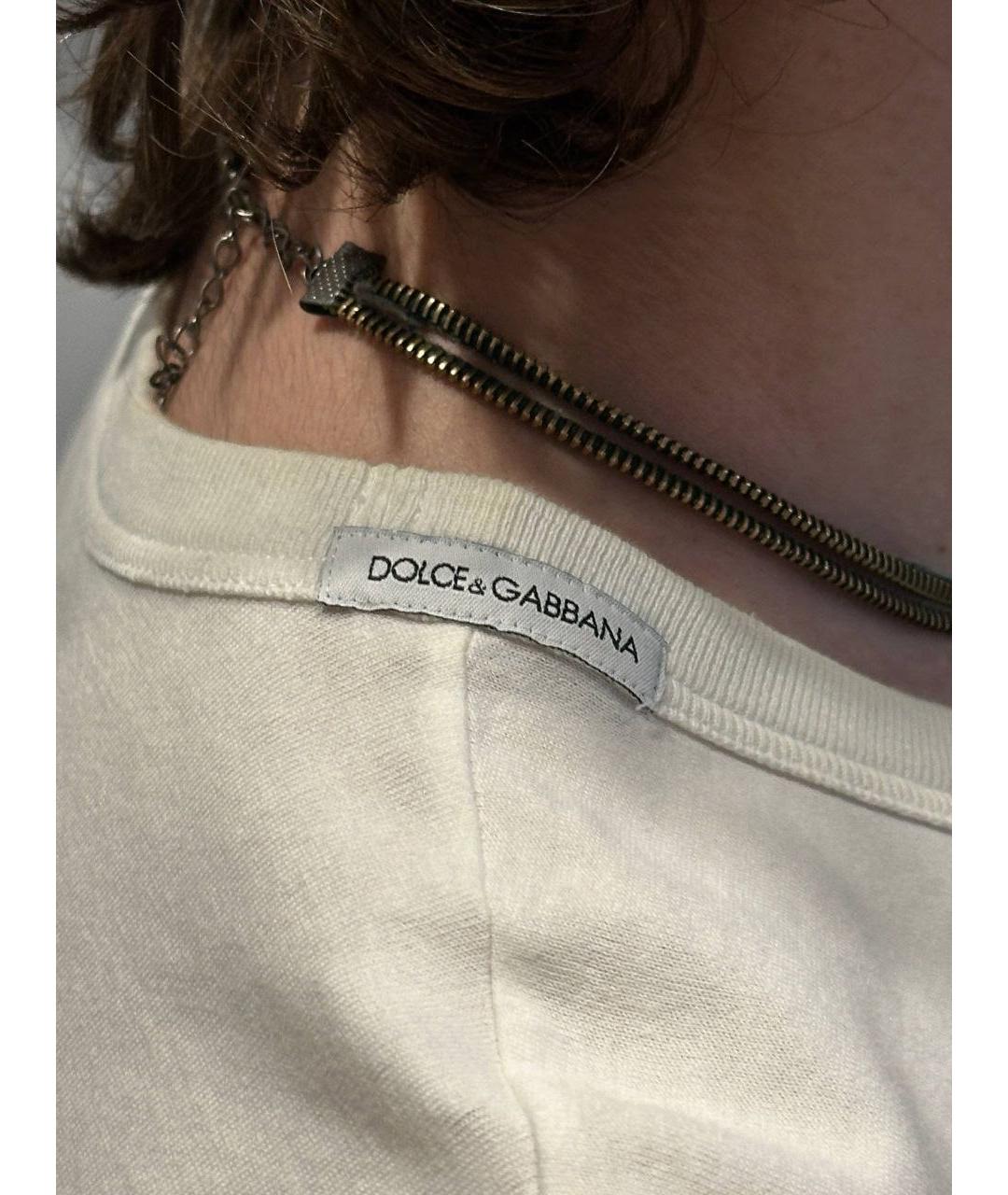 DOLCE&GABBANA Белая хлопковая футболка, фото 3