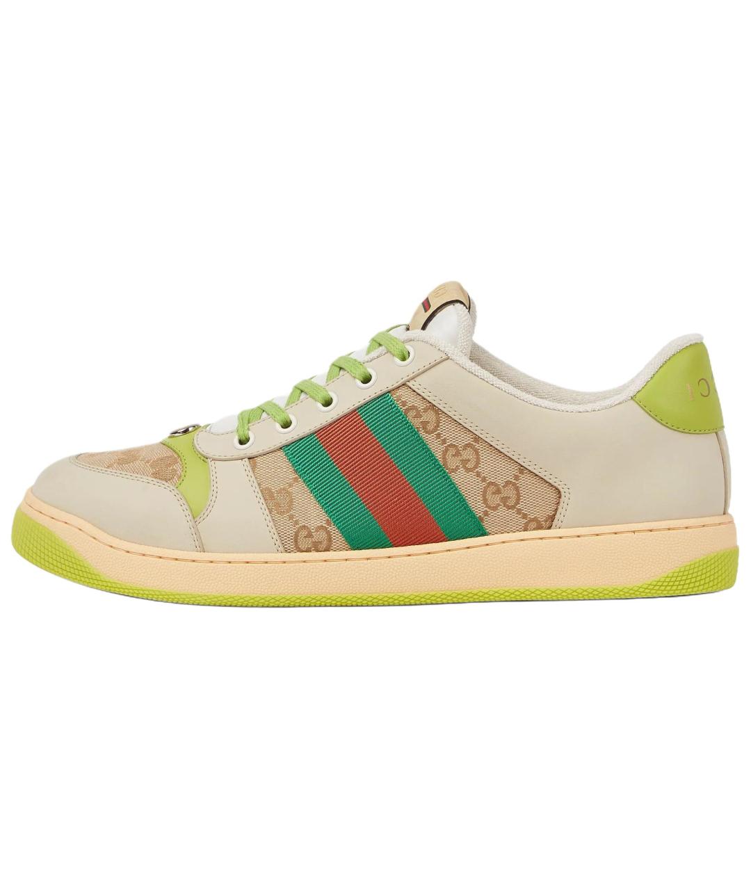 GUCCI Бежевые текстильные низкие кроссовки / кеды, фото 2