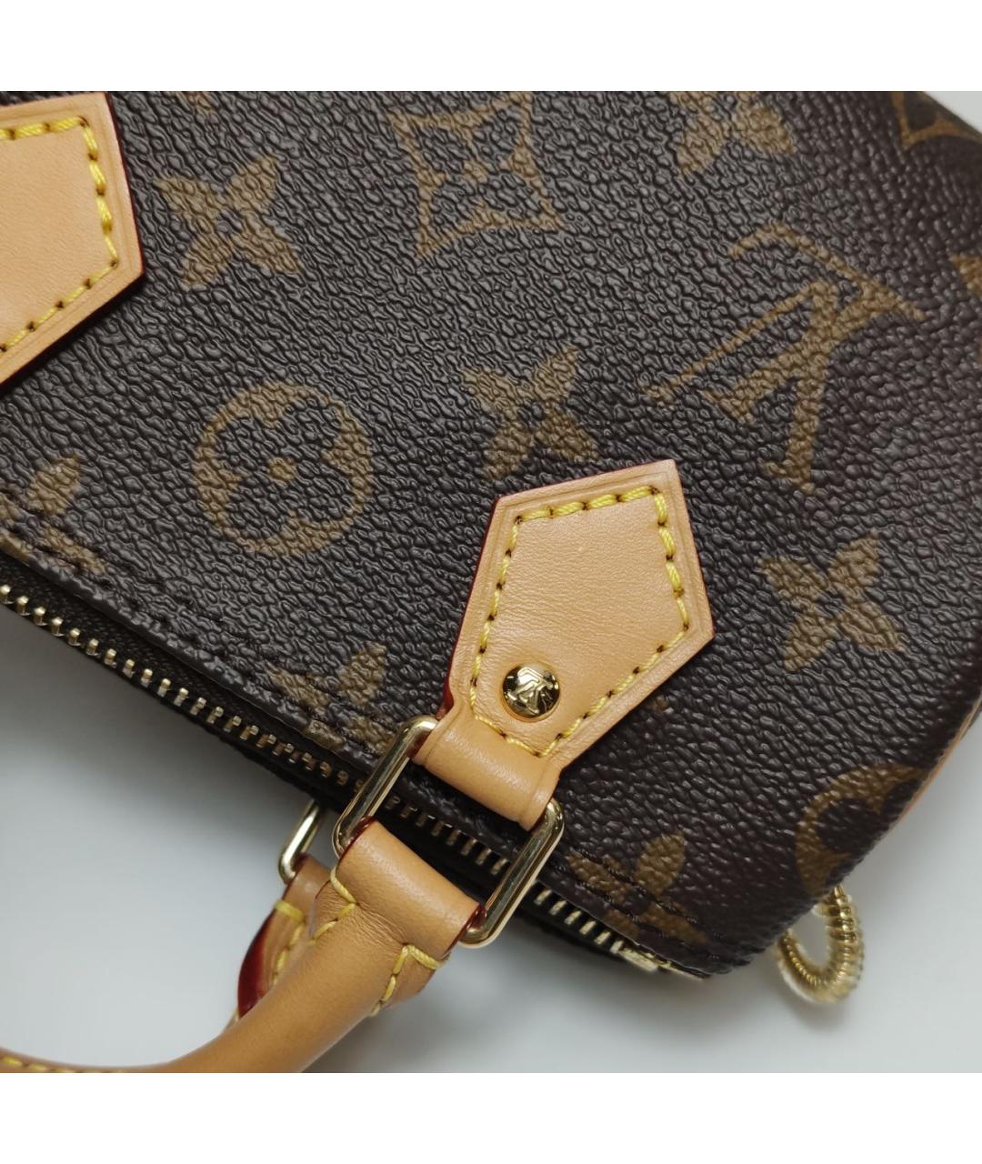 LOUIS VUITTON Коричневая кожаная сумка через плечо, фото 7