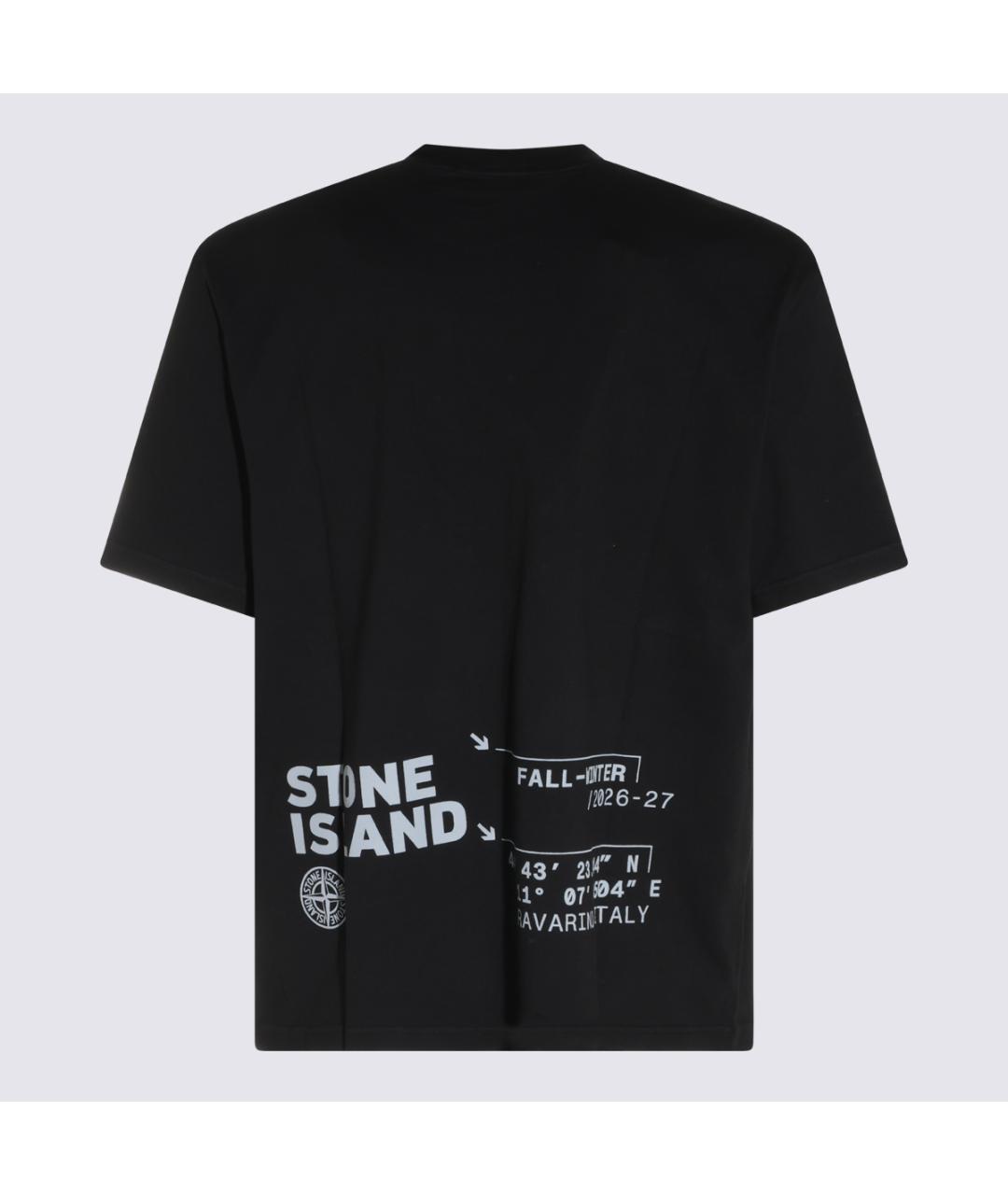 STONE ISLAND Черная хлопковая футболка, фото 2