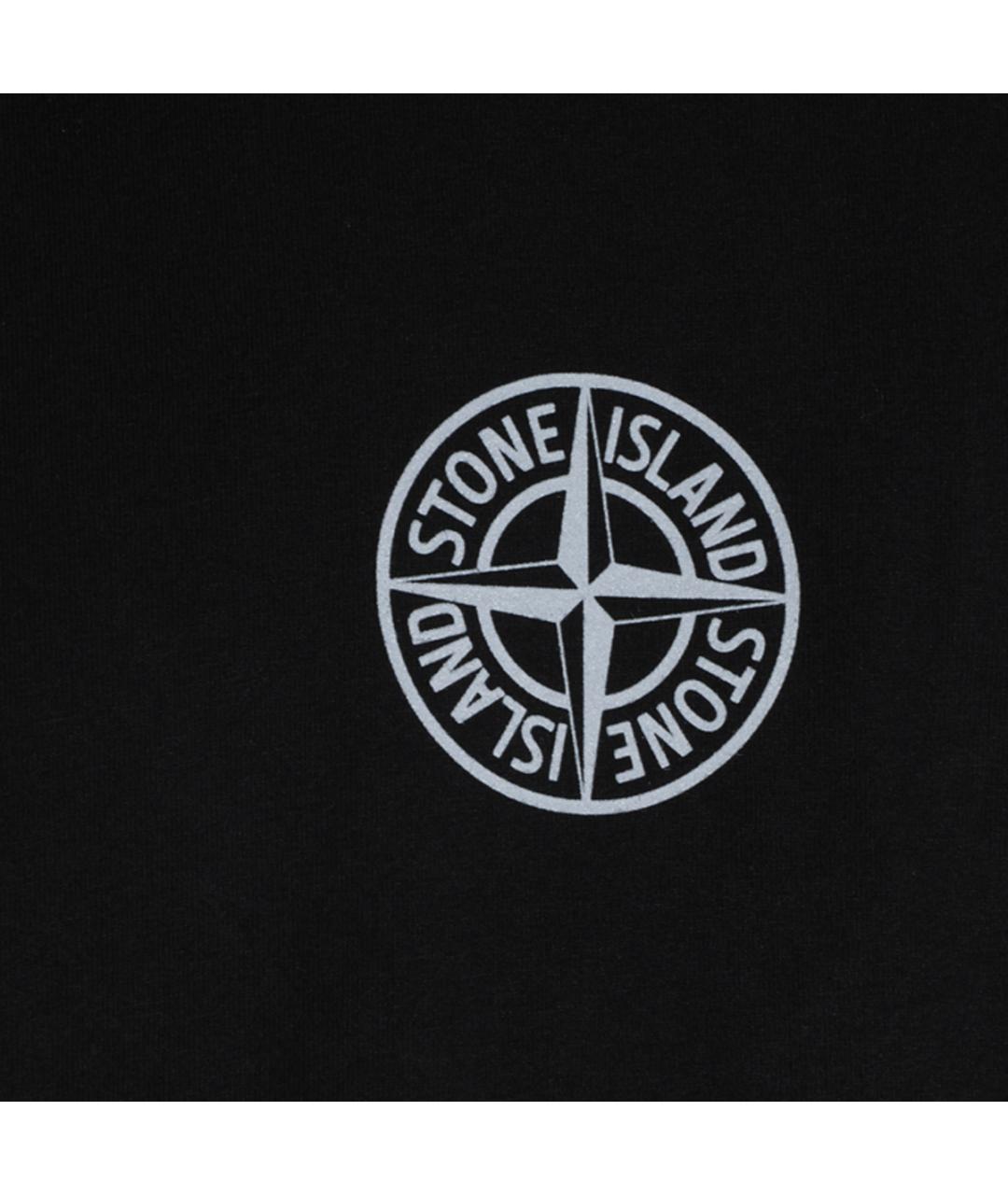 STONE ISLAND Черная хлопковая футболка, фото 3