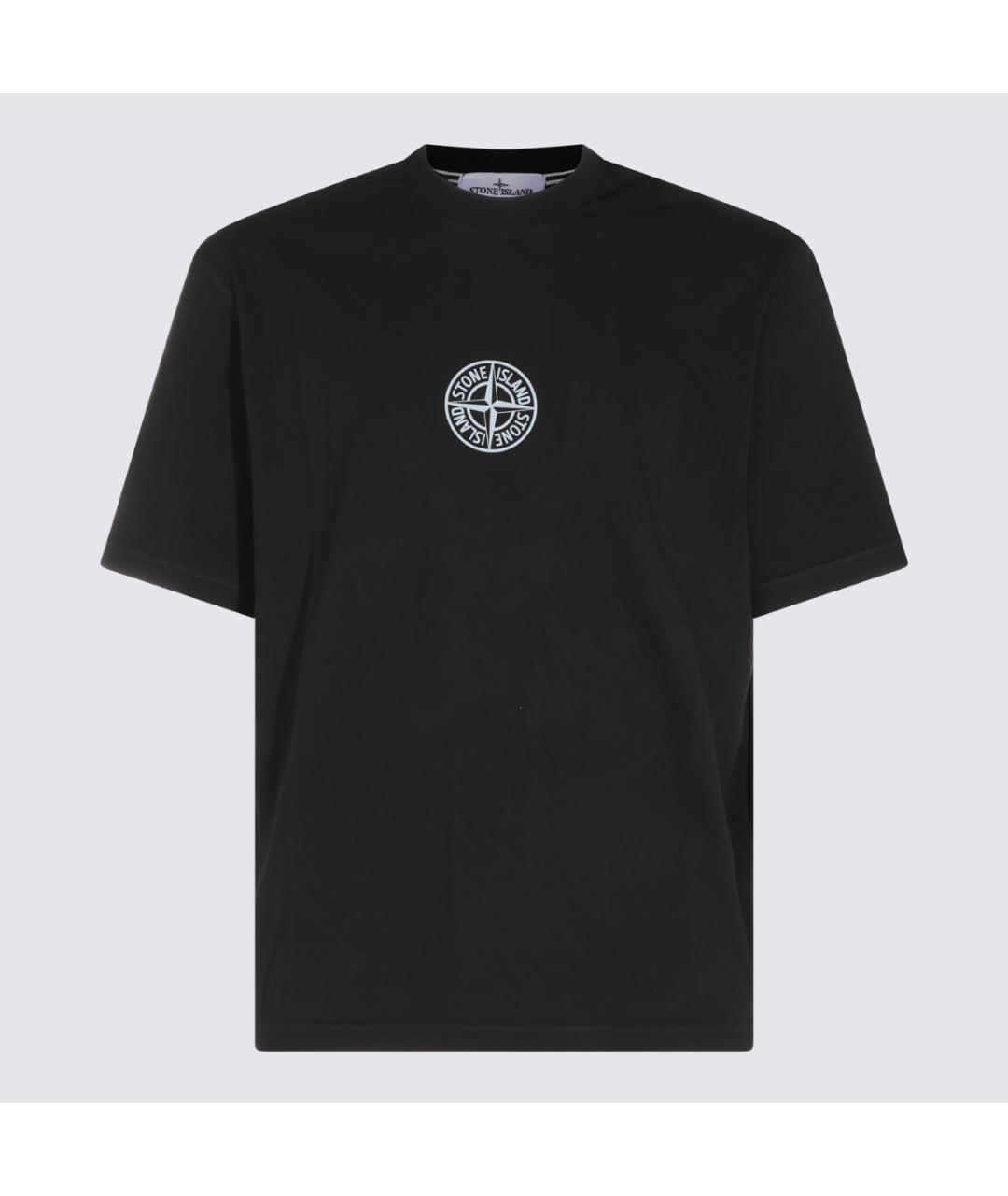 STONE ISLAND Черная хлопковая футболка, фото 5