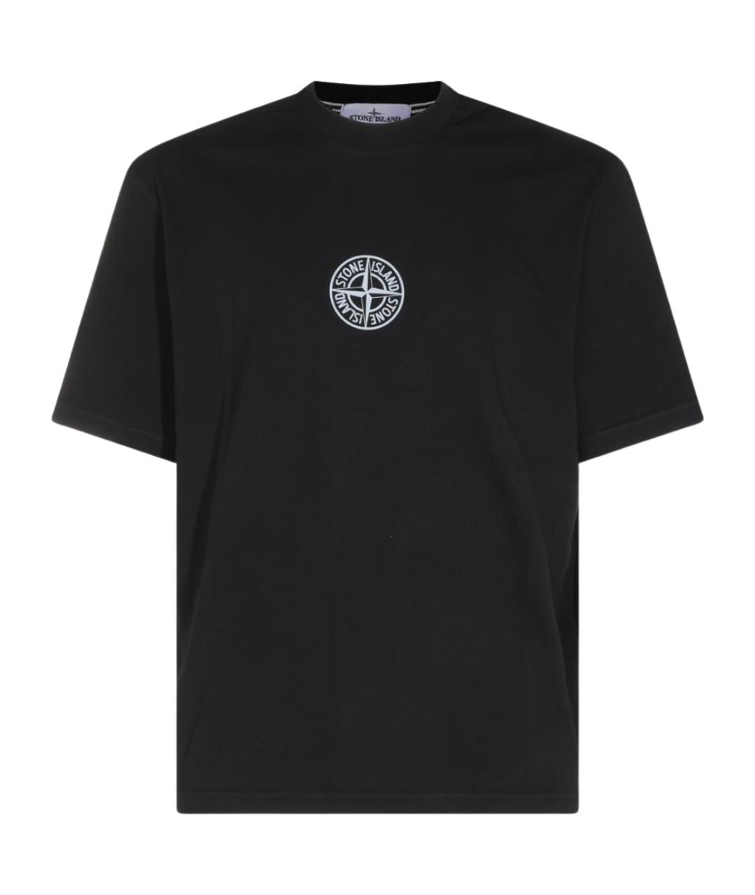STONE ISLAND Черная хлопковая футболка, фото 1