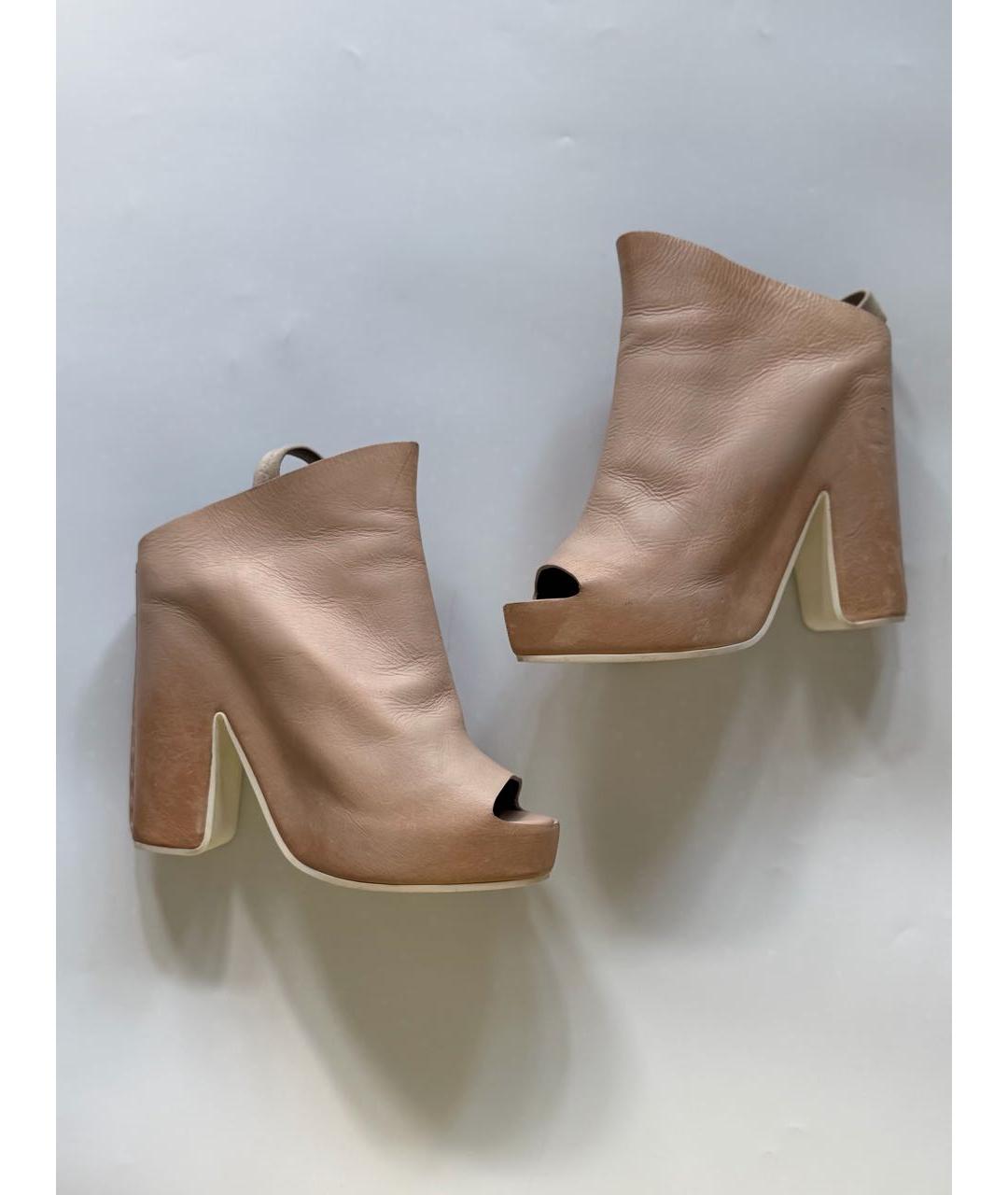 BALENCIAGA Бежевые кожаные босоножки, фото 9