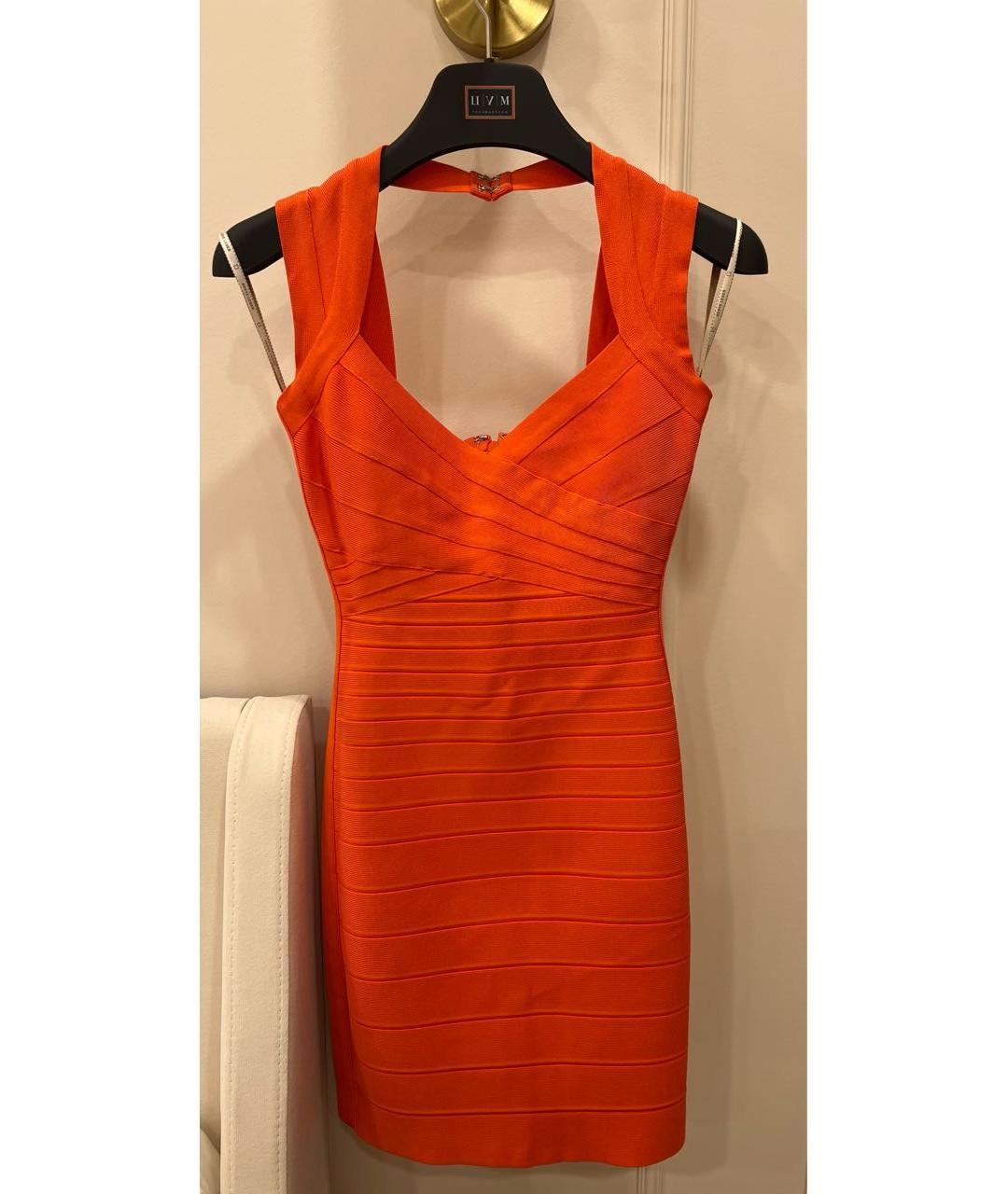 HERVE LEGER Оранжевое коктейльное платье, фото 5