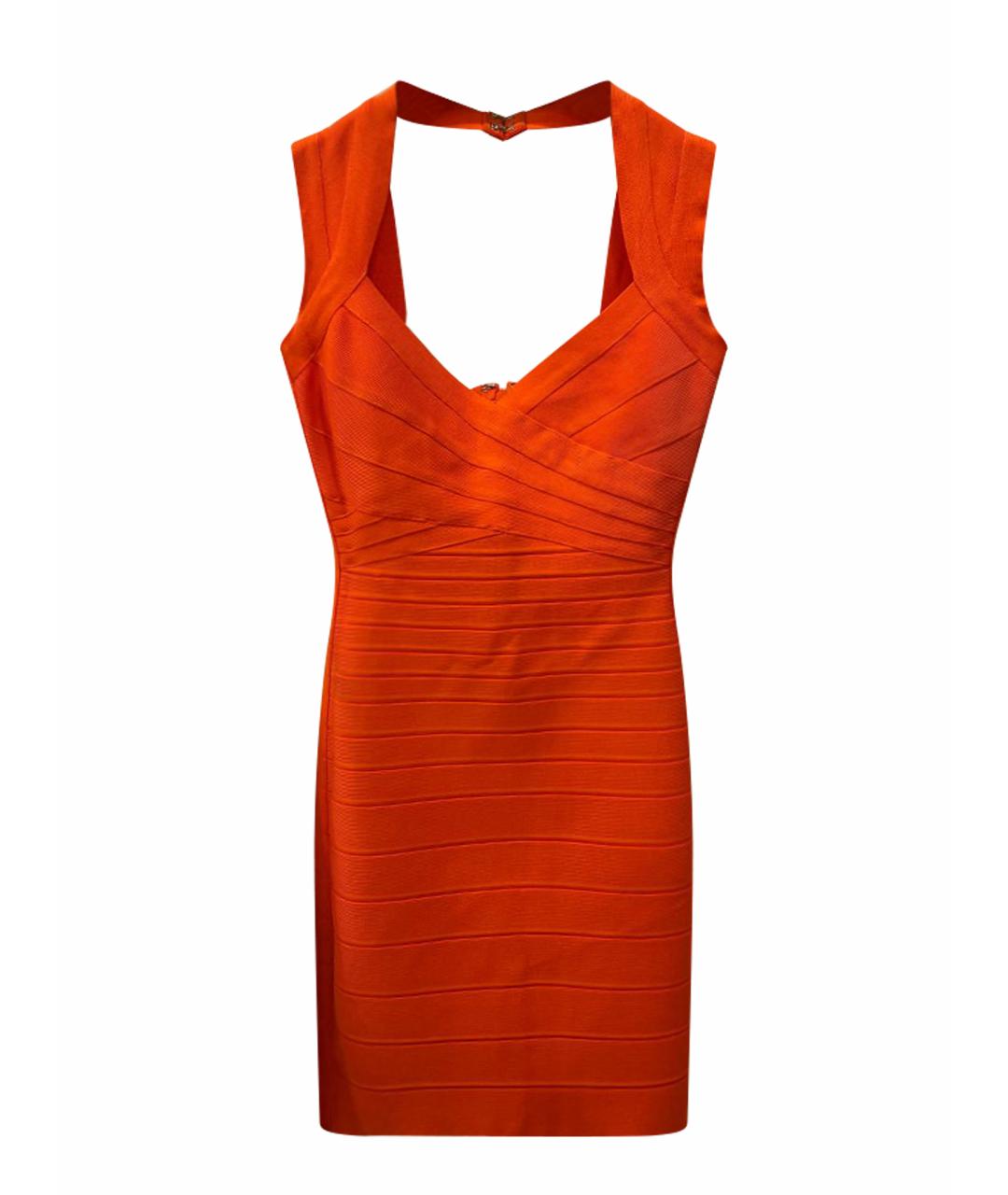 HERVE LEGER Оранжевое коктейльное платье, фото 1