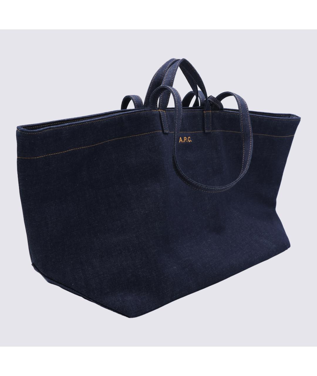 A.P.C. Темно-синяя деним сумка с короткими ручками, фото 2