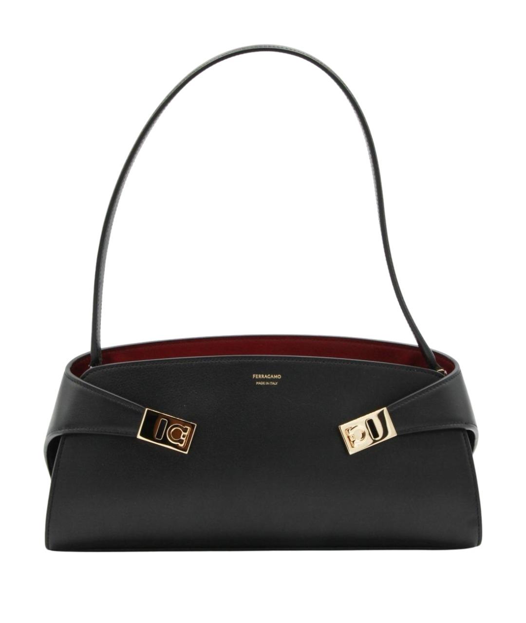 FERRAGAMO Черная кожаная сумка через плечо, фото 1