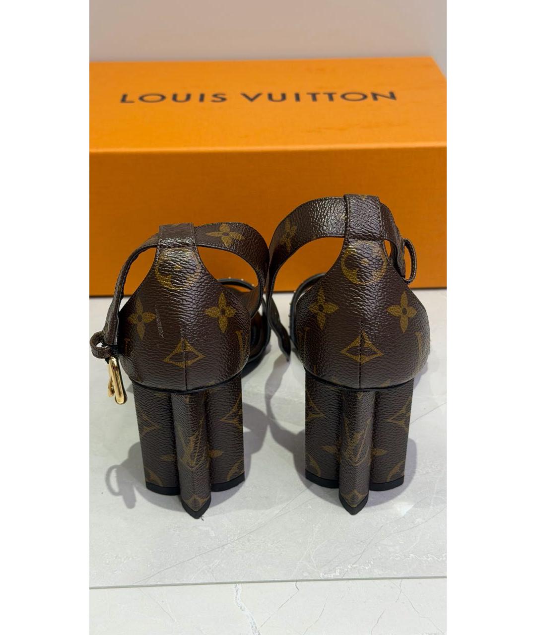 LOUIS VUITTON Черные кожаные босоножки, фото 5