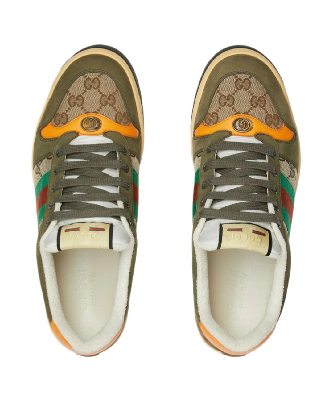 GUCCI Зеленые текстильные низкие кроссовки / кеды, фото 4