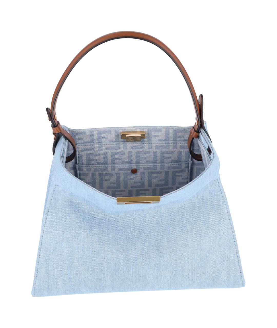 FENDI Голубая хлопковая сумка тоут, фото 4